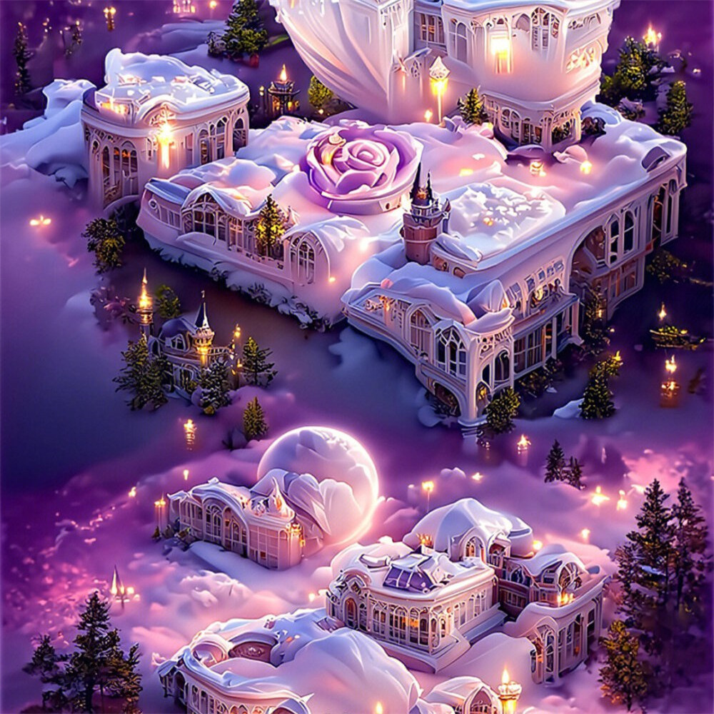 紫色系雪中城堡头像图片