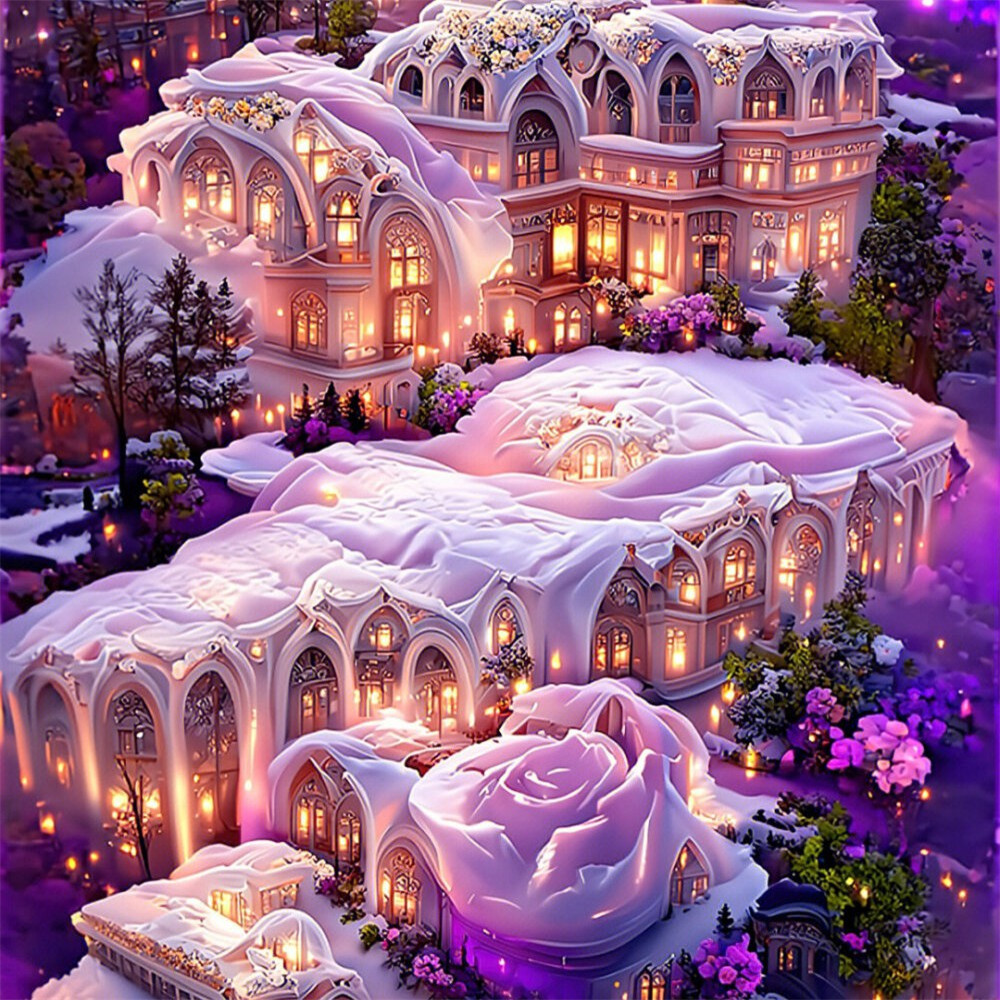 紫色系雪中城堡头像图片