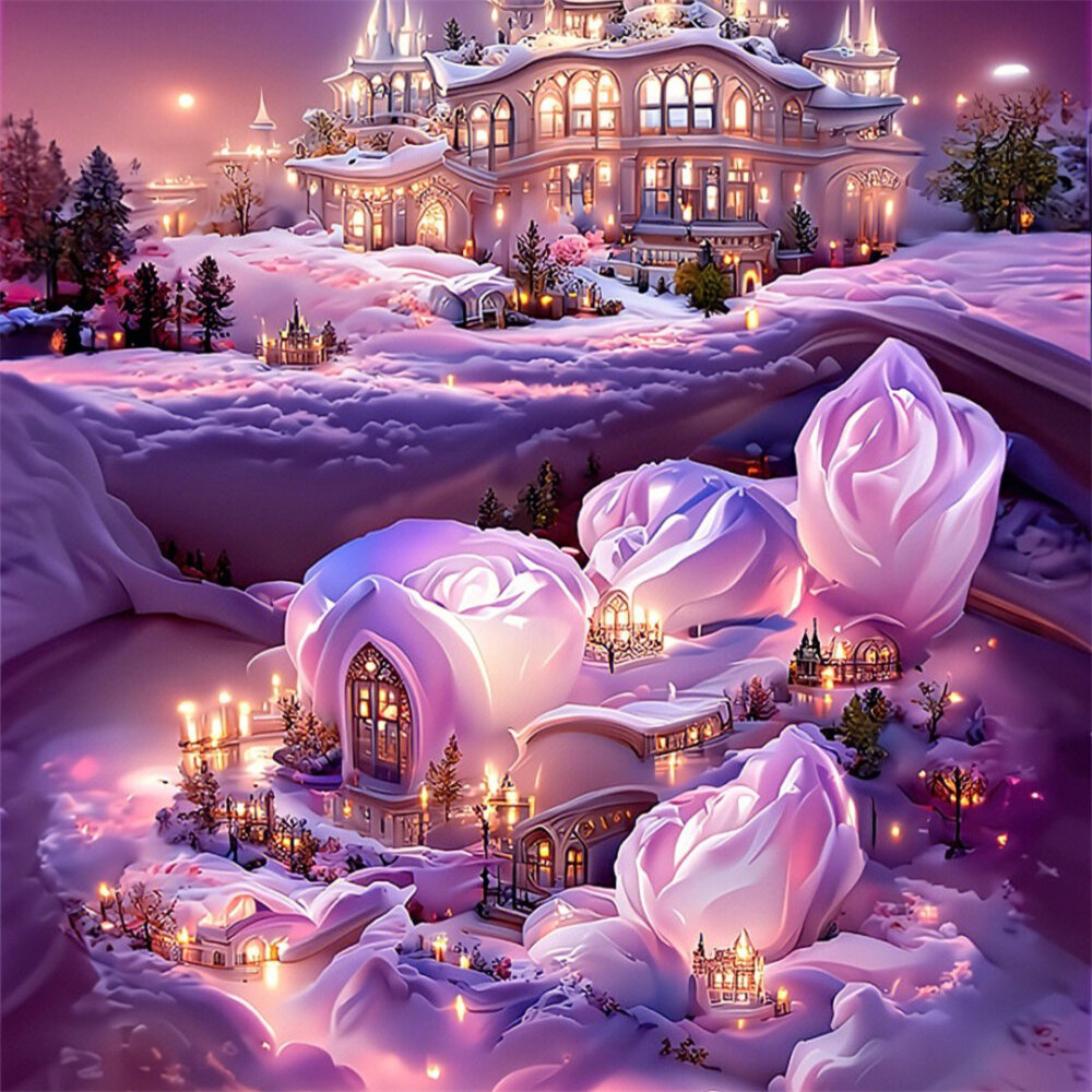 紫色系雪中城堡头像图片