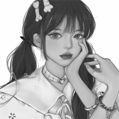高质量漫画风黑白女漫头