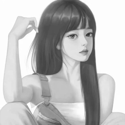 高质量漫画风黑白女漫头