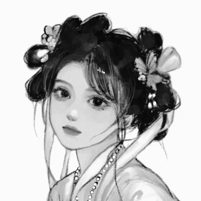 高质量漫画风黑白女漫头