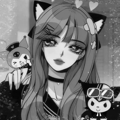 高质量漫画风黑白女漫头