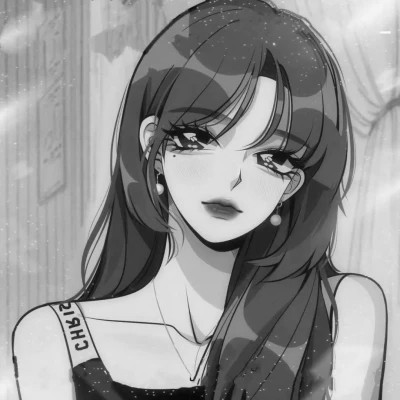 高质量漫画风黑白女漫头