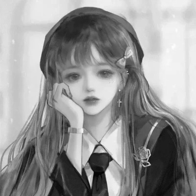 高质量漫画风黑白女漫头
