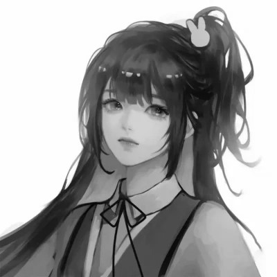 高质量漫画风黑白女漫头