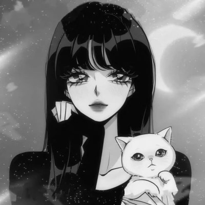 高质量漫画风黑白女漫头