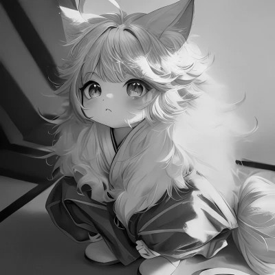 高质量漫画风黑白女漫头