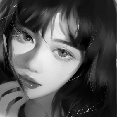 高质量漫画风黑白女漫头