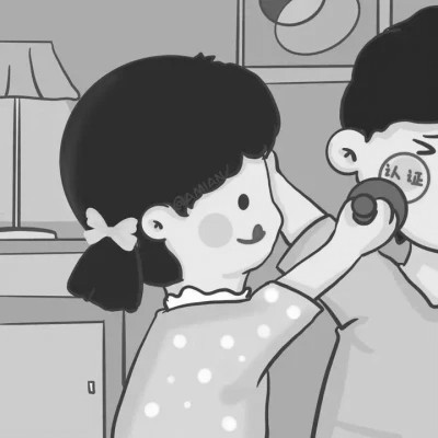 超甜黑白动漫情侣头像