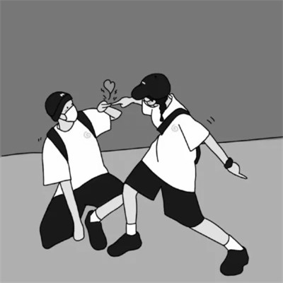 情头一对两张动漫黑白