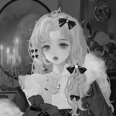 漫画头像女生唯美黑白