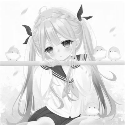 漫画头像女生唯美黑白