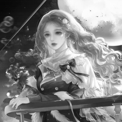 漫画头像女生唯美黑白