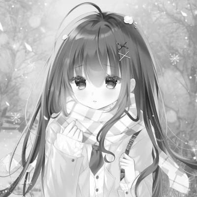 漫画头像女生唯美黑白