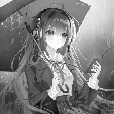 漫画头像女生唯美黑白
