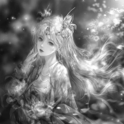漫画头像女生唯美黑白