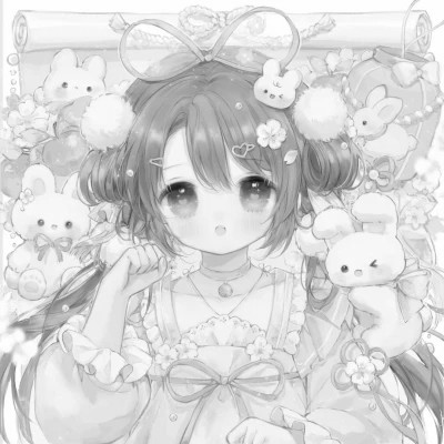 漫画头像女生唯美黑白
