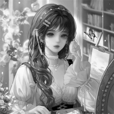 漫画头像女生唯美黑白