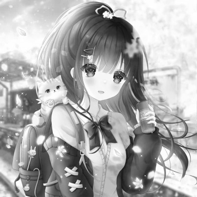 漫画头像女生唯美黑白