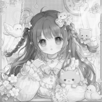 漫画头像女生唯美黑白