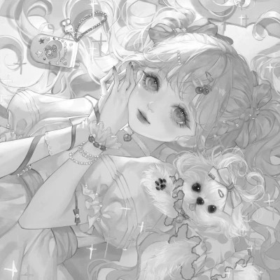 漫画头像女生唯美黑白
