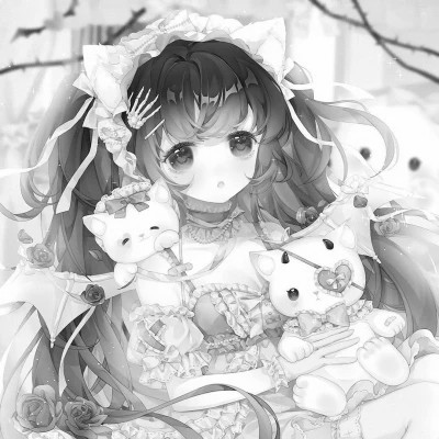 漫画头像女生唯美黑白
