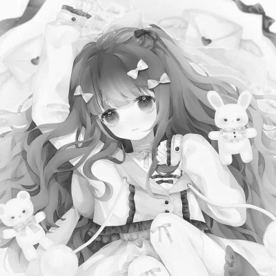 漫画头像女生唯美黑白