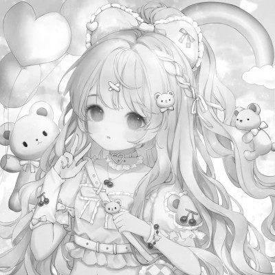 漫画头像女生唯美黑白