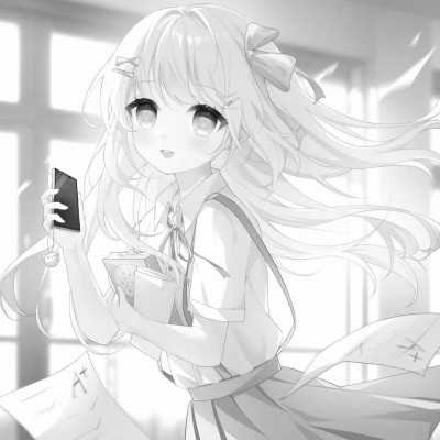漫画头像女生唯美黑白