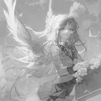 漫画头像女生唯美黑白