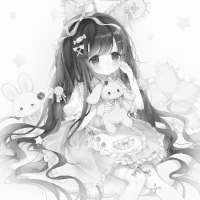 漫画头像女生唯美黑白