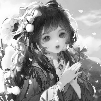 漫画头像女生唯美黑白