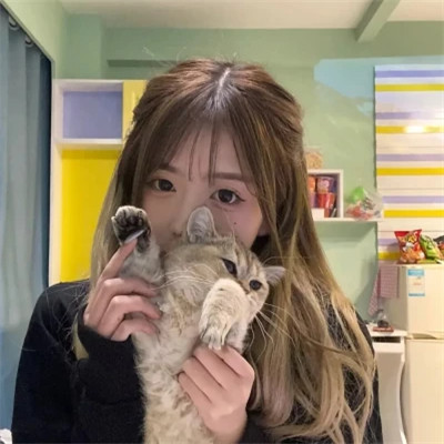 女生抱猫头像高清图片