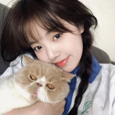 女生抱猫头像高清图片