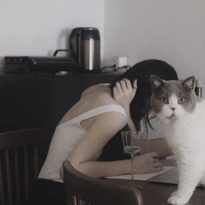 女生抱猫头像高清图片