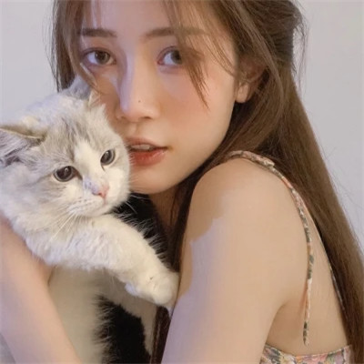 女生抱猫头像高清图片