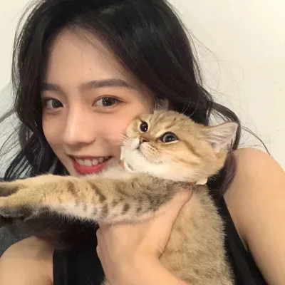 女生抱猫头像高清图片