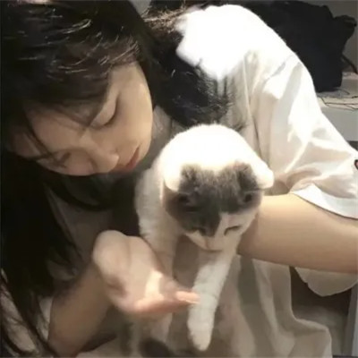 女生抱猫头像高清图片