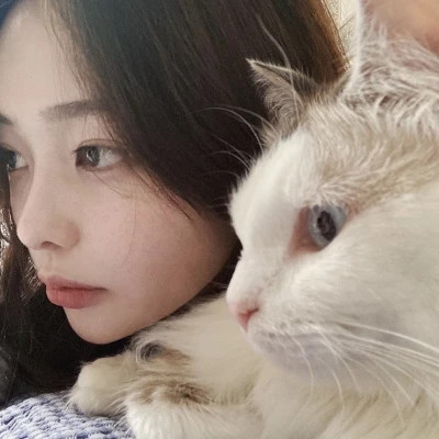 女生抱猫头像高清图片