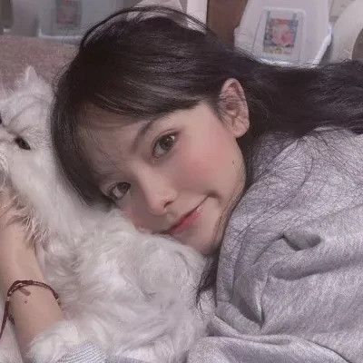 女生抱猫头像高清图片