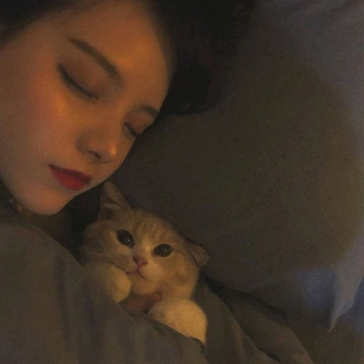 女生抱猫头像高清图片