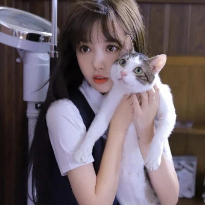女生抱猫头像高清图片