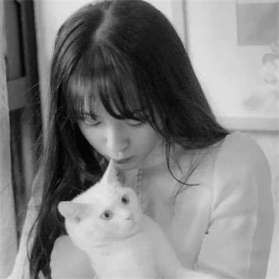 黑白系女生抱猫头像真人图片