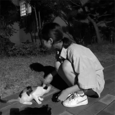 黑白系女生抱猫头像真人图片