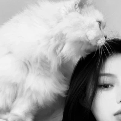 黑白系女生抱猫头像真人图片