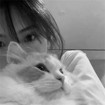 黑白系女生抱猫头像真人图片