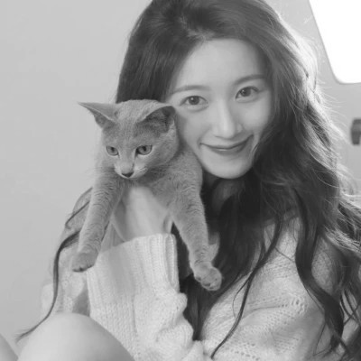 黑白系女生抱猫头像真人图片