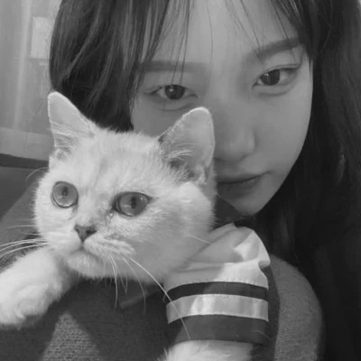 黑白系女生抱猫头像真人图片