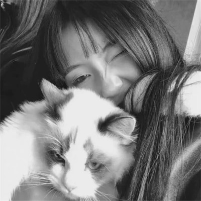 黑白系女生抱猫头像真人图片